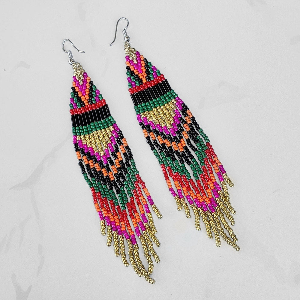 Hand Crafted Multicolor Beaded Earrings